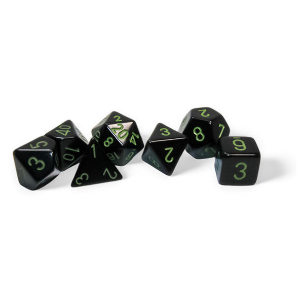 Chessex Manufacturing 7-Set Opaque Black Dice Green