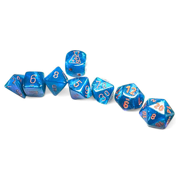 Chessex Manufacturing Copper Borealis Midnight Dice Set 7-Set Lab