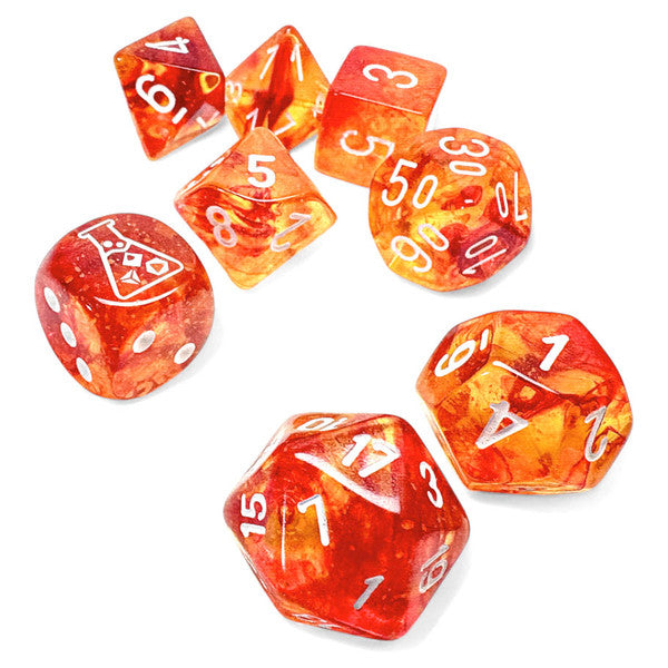 Chessex Manufacturing White Nebula Molten Luminary Dice Set 7-Set Lab