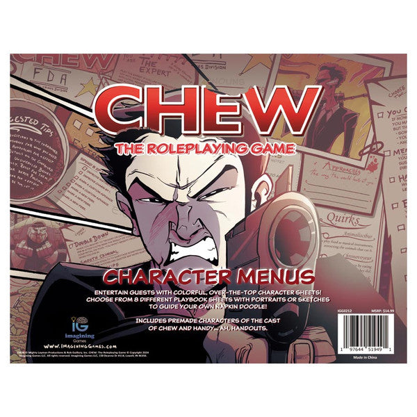 Imagining Games Chew Character Menus Comic Sheets Game