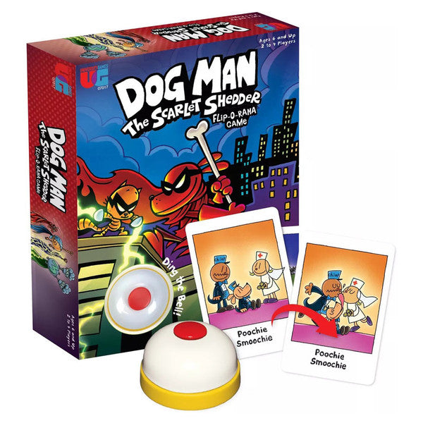 University Games Dog Man Scarlet Shedder Flip O'rama Card Game
