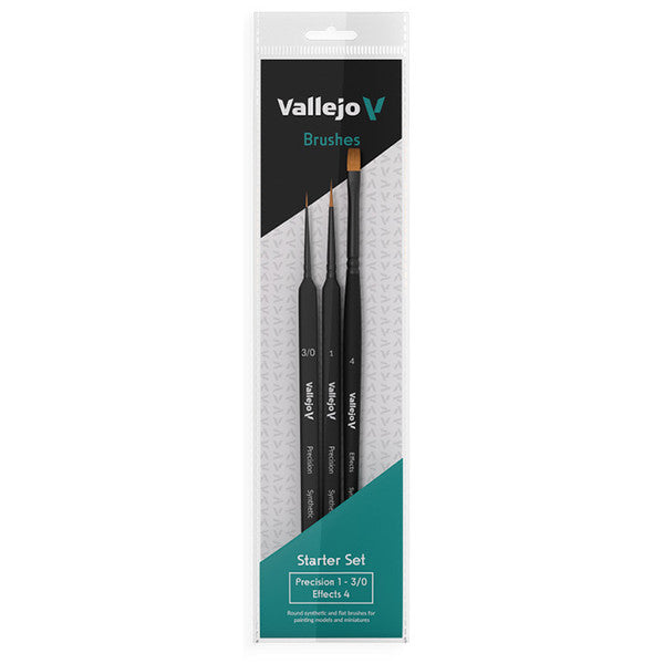 Vallejo Brush Set Starter Round Triangular No 1 3 0 Flat No 4