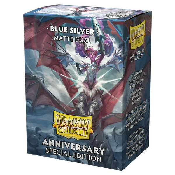 Dragon Shield Deck Protector Dual Matte 25th Anniversary Blue Silver Card Sleeve