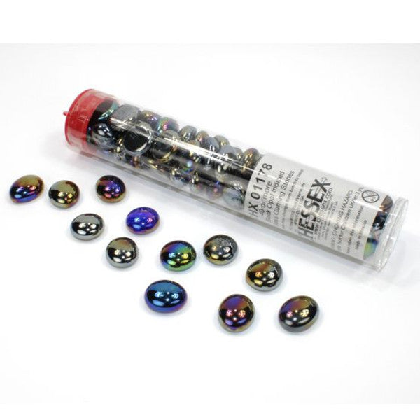 Chessex Manufacturing Chessex Glass Stones Tube Black Opal Iridized 40 Gaming Main image