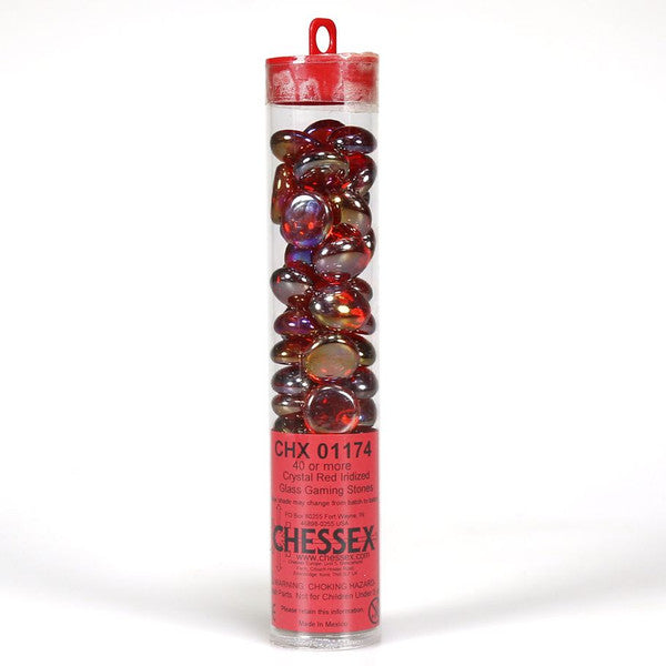 Chessex Manufacturing Chessex Glass Stones Tube Crystal Red Iridized 40 Rd