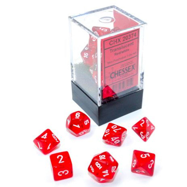 Chessex Manufacturing 7 Set Mini Translucent Red White Dice 10mm Main image
