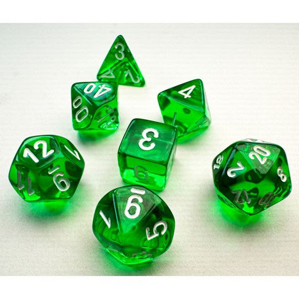 Chessex Manufacturing 7 Set Mini Translucent Green White Dice 10mm Main image