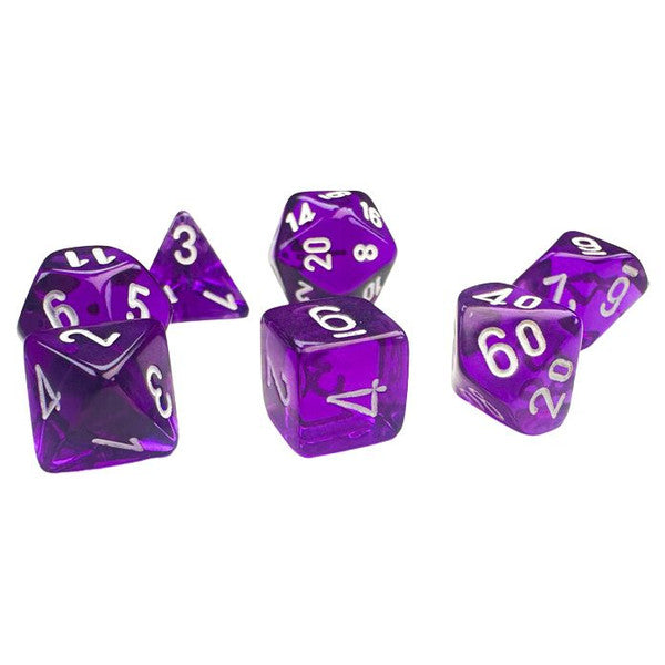 Chessex Manufacturing 7 Set Mini Translucent Purple White Dice 10mm Main image