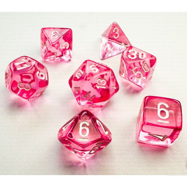 Chessex Manufacturing 7 Set Mini Translucent Pink White Dice 10mm