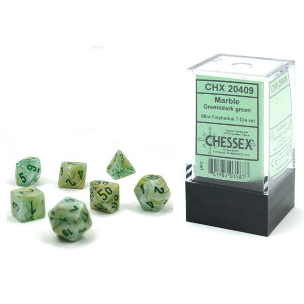 Chessex Manufacturing 7 Set Mini Marble Green Dark Dice 10mm Main image
