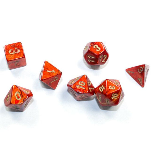 Chessex Manufacturing 7 Set Mini Scarab Scarlet Gold Dice 10mm Main image