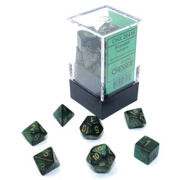 Chessex Manufacturing Mini Scarab Jade Gold Polyhedral Dice Set 7 Main image