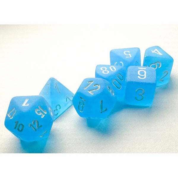 Chessex Manufacturing Mini Frosted Caribbean Blue White Dice Set 7 Main image