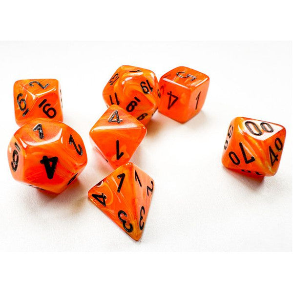 Chessex Manufacturing Mini Vortex Orange Black Dice Set 7