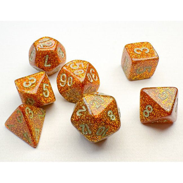 Chessex Manufacturing Mini Glitter Gold Silver Dice Set 7