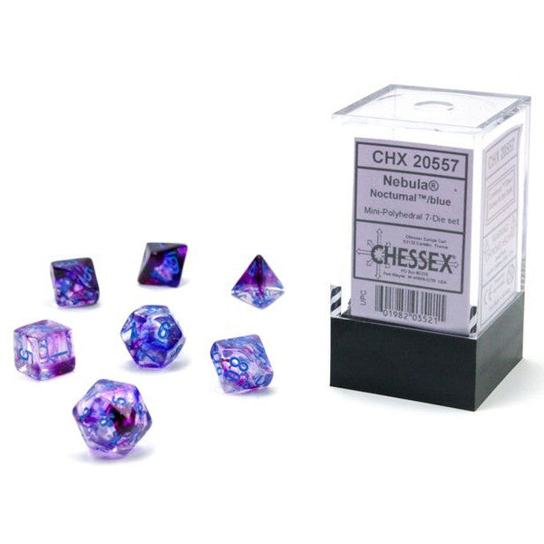 Chessex Manufacturing Luminary Nebula Nocturnal Blue Mini Dice Set 7