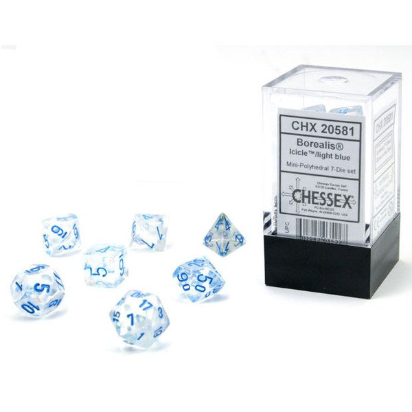 Chessex Manufacturing Borealis Luminary Icicle Light Blue Mini Dice Set 7
