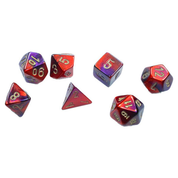 Chessex Manufacturing Gemini Purple Red Gold Mini Polyhedral Dice Set 7 Main image
