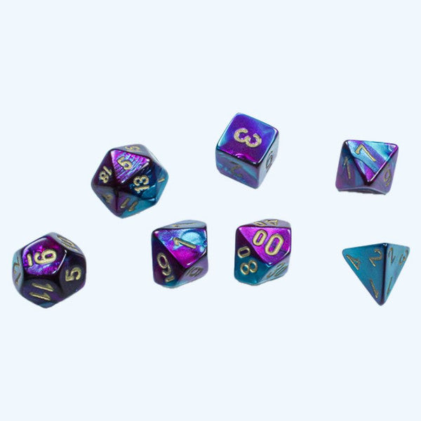 Chessex Manufacturing 7-Set Mini Gemini Purple Teal Gold Dice Main image
