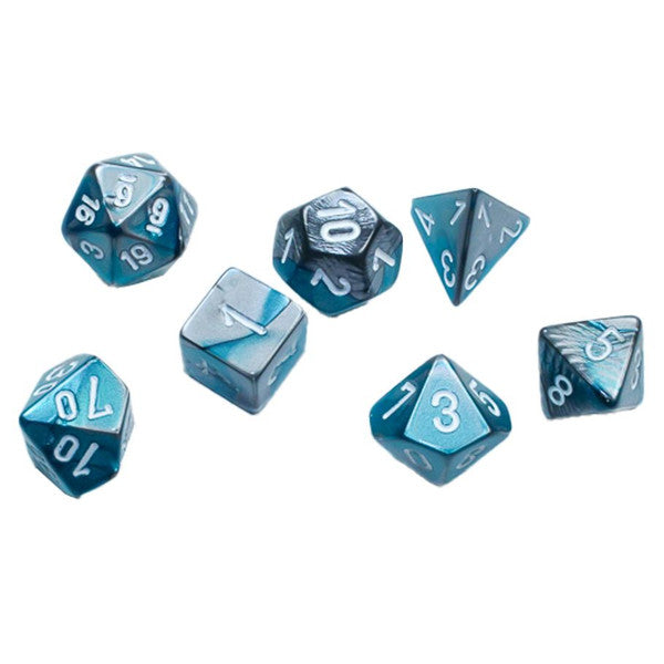 Chessex Manufacturing 7-Set Mini Gemini Steel Teal White Dice