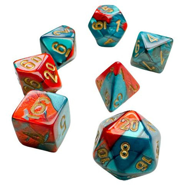 Chessex Manufacturing 7-Set Mini Gemini Red Teal Gold Dice