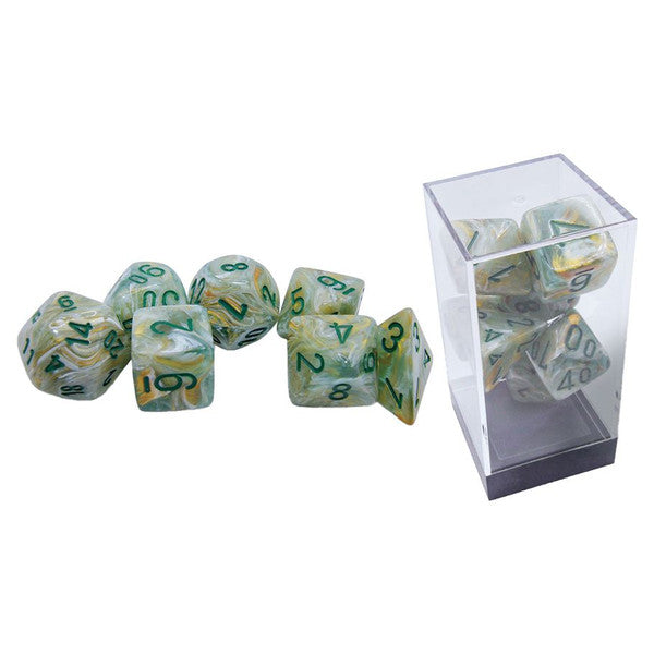 Chessex Manufacturing 7-Set Mega Hedrals Marble Green Dark Green