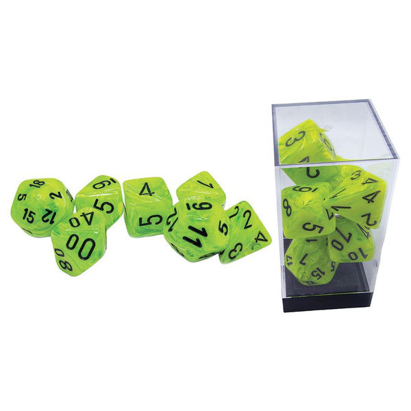 Chessex Manufacturing 7-Set Mega Hedrals Vortex Bright Green Black Main image