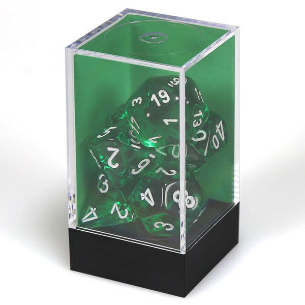 Chessex Manufacturing 7-Set Cube Translucent Green White D8 Main image