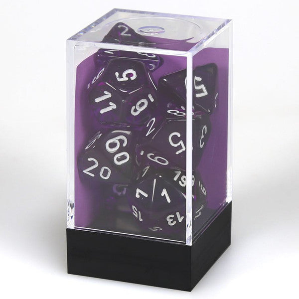 Chessex Manufacturing 7-Set Cube Translucent Purple White D8