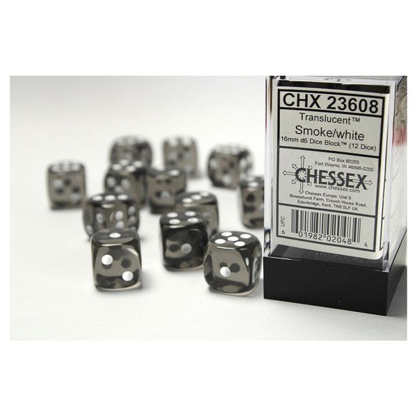 Chessex Manufacturing Translucent Smoke White D6 Dice Set 12pc Main image