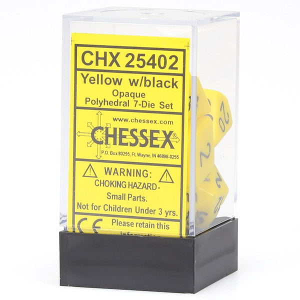 Chessex Manufacturing 7-Set Cube Opaque Yellow Dice Black Numbers