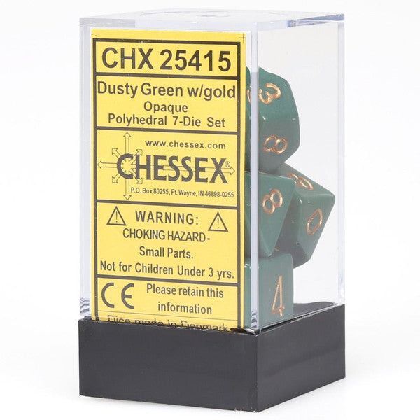 Chessex Manufacturing 7-Set Cube Opaque Dusty Green Dice Copper Set