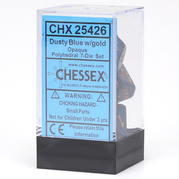 Chessex Manufacturing 7-Set Cube Opaque Dusty Blue Dice Copper Set