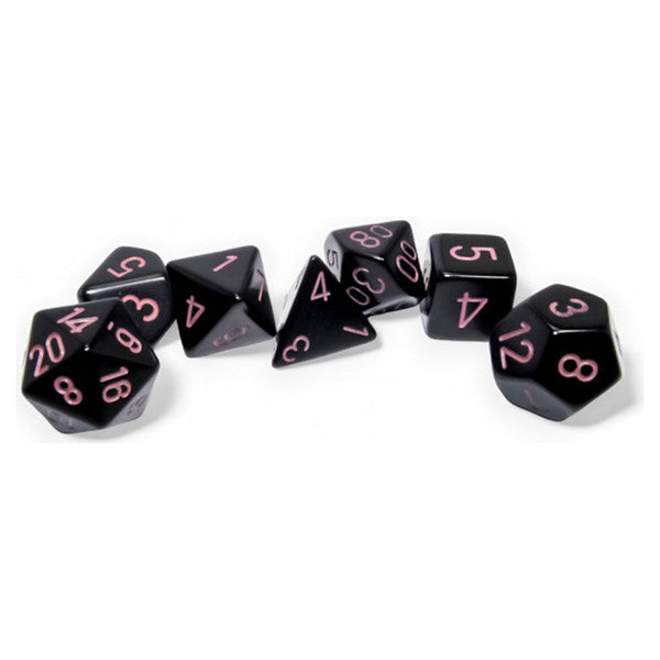 Chessex Manufacturing 7-Set Opaque Black Dice Pink