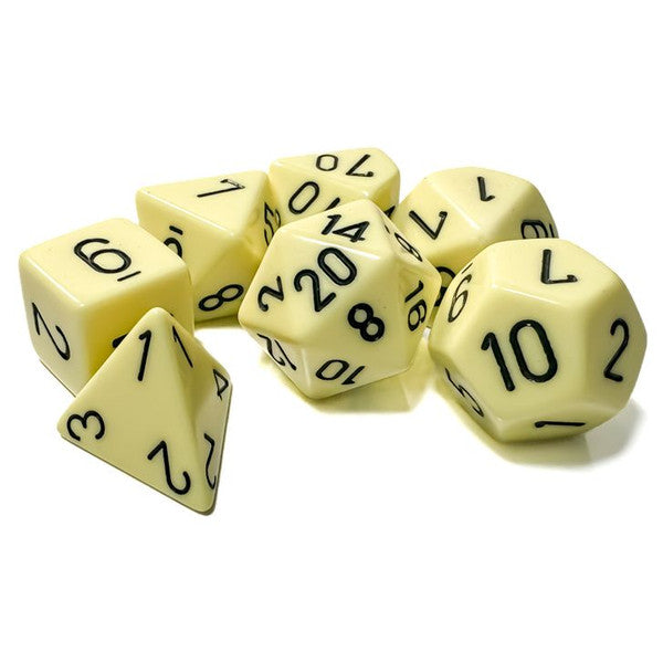 Chessex Manufacturing 7-Set Opaque Polyhedral Pastel Yellow Dice Black