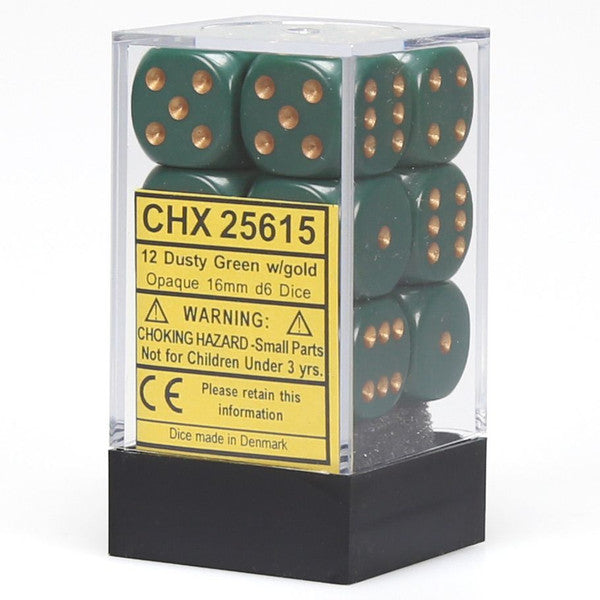 Chessex Manufacturing D6 Cube 16mm Opaque Dusty Green Copper 12 Main image