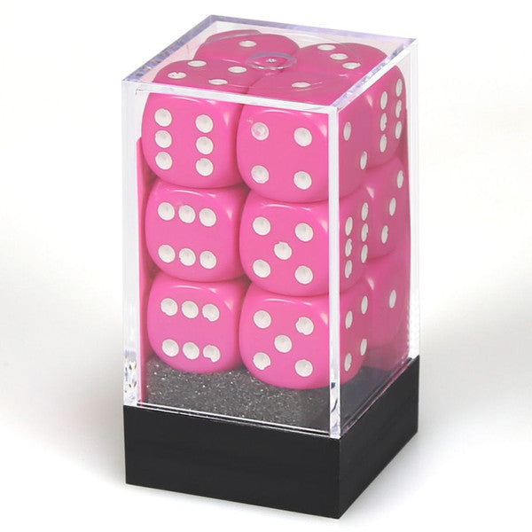 Chessex Manufacturing D6 Cube 16mm Opaque Pink White 12 Main image