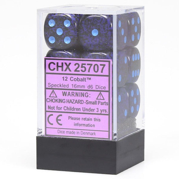 Chessex Manufacturing D6 Cube Speckled Cobalt Blue Pip 16mm 12 Chx25707 Main image