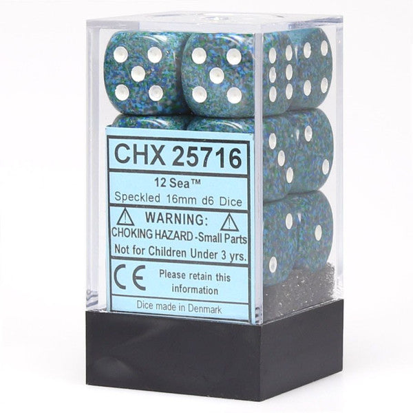 Chessex Manufacturing D6 Cube Speckled Sea White Pip 16mm 12 Chx25716 Main image