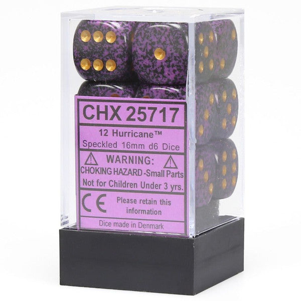Chessex Manufacturing D6 Cube Speckled Hurricane Gold Pip 16mm 12