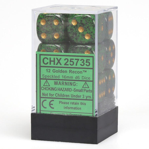 Chessex Manufacturing Includes Speckled Golden Recon D6 Dice Set 12 Main image
