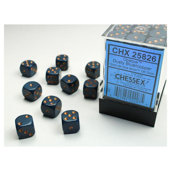 Chessex Manufacturing D6 Cube Opaque Dusty Blue Copper Dice Set 36 Main image