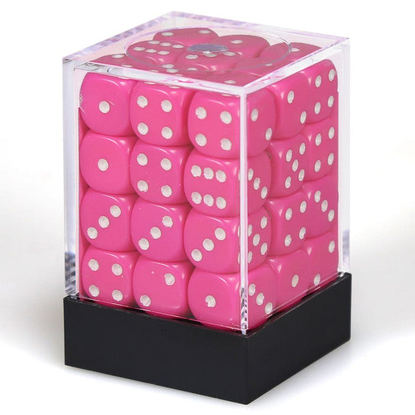 Chessex Manufacturing D6 Cube Opaque Pink White Dice Set 36 Main image