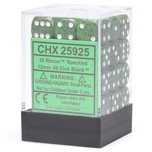 Chessex Manufacturing D6 Cube Speckled Recon 12mm 36 Dice Set Chx25925