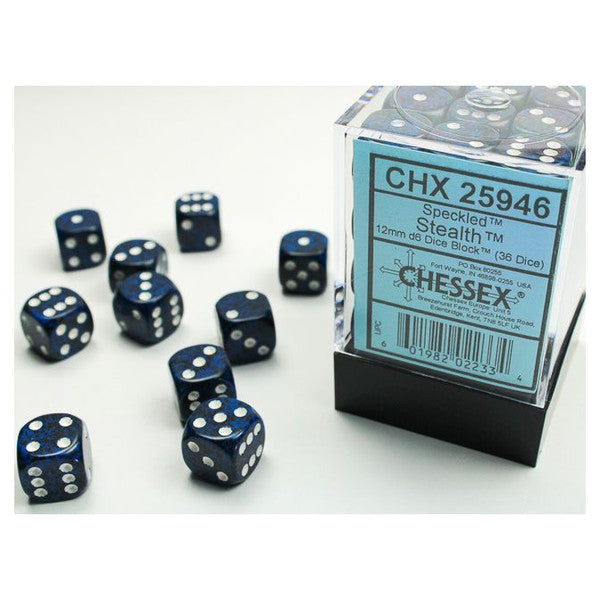 Chessex Manufacturing D6 Cube Speckled Stealth 12mm 36 Dice Set Chx25946 Main image