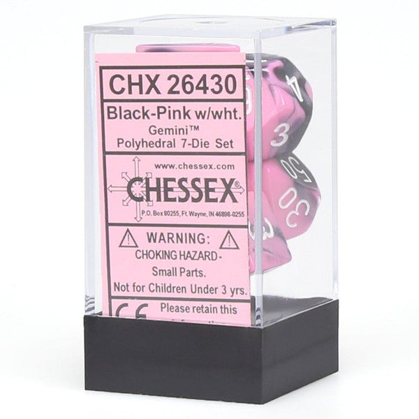 Chessex Manufacturing Gemini Black Pink White Polyhedral 7-Die Set Main image