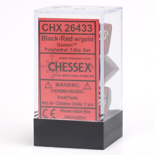 Chessex Manufacturing Gemini Black Red Gold Polyhedral 7-Die Set