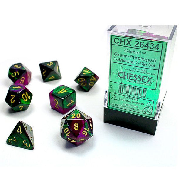 Chessex Manufacturing Gemini Green Purple Gold Polyhedral 7-Die Set Main image