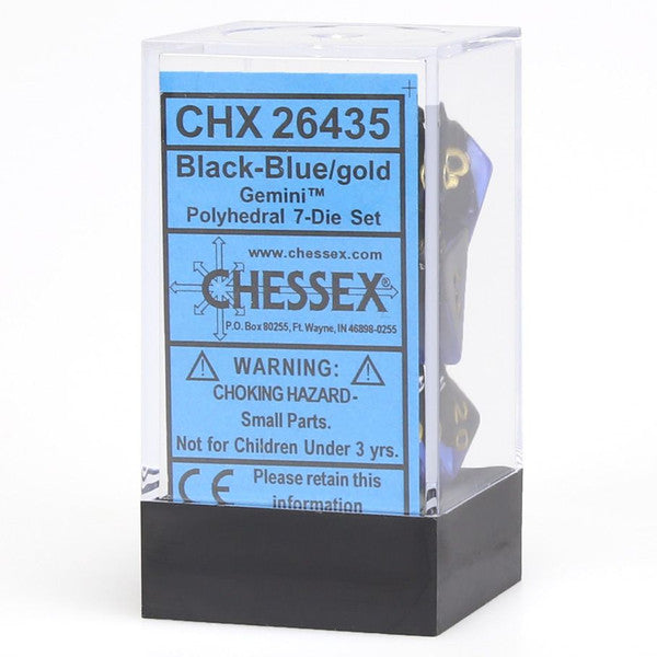 Chessex Manufacturing Gemini Black Blue Gold Polyhedral 7-Die Set