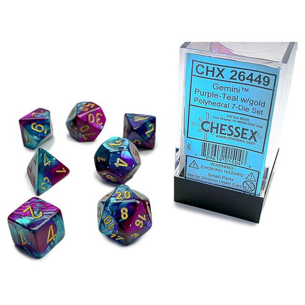 Chessex Manufacturing Gemini Purple Teal Gold Polyhedral 7-Die Set